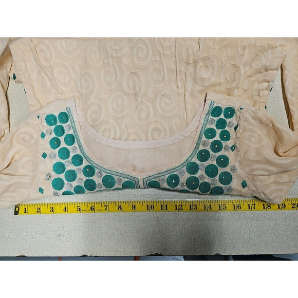 Vintage Cultural Kurta Sheath Floral Pink Green Sheath Indian Dress Sz Small - Picture 8 of 10